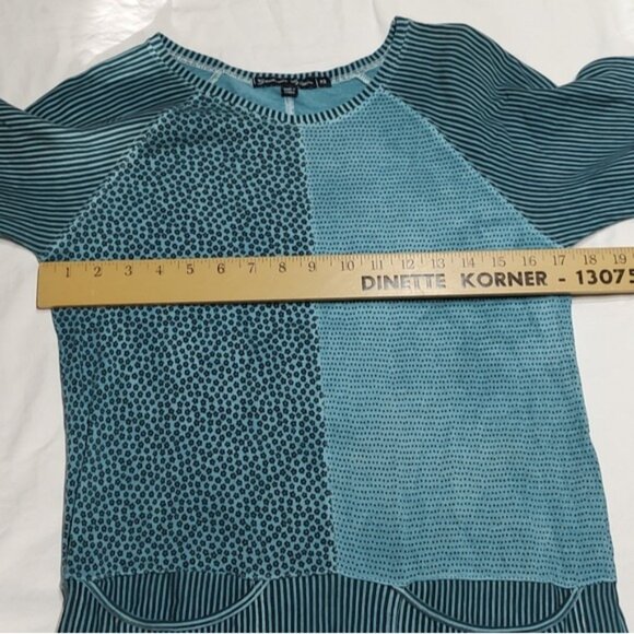 Gudrun Sjoden Stonewashed Teal Floral Stripe Patchwork Pocket Dress XS - Picture 7 of 8